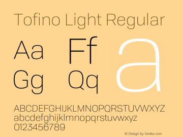 Tofino Light Regular Version 1.000 Font Sample