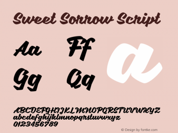 Sweet Sorrow Script Version 1.000 Font Sample