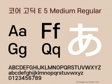 코어 고딕 E 5 Medium Regular Version 1.004 2016 Font Sample