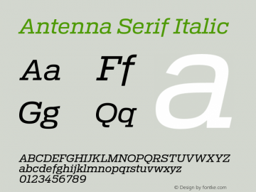 Antenna Serif Italic Version 1.0图片样张