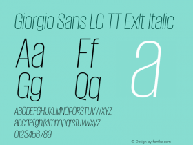 Giorgio Sans LC TT Exlt Italic 1.001 Font Sample