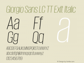 Giorgio Sans LC TT Exlt Italic 1.001 Font Sample