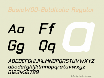 BasicW00-BoldItalic Regular Version 1.10 Font Sample