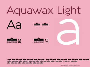 Aquawax Light Version 1.008 Font Sample