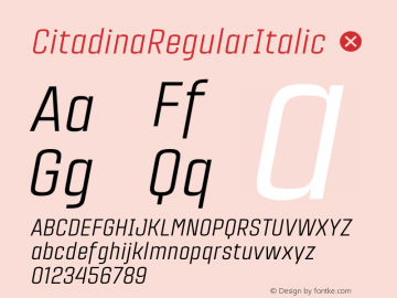 CitadinaRegularItalic ☞ Version 001.001 ;com.myfonts.easy.graviton.citadina.regular-italic.wfkit2.version.4Af3 Font Sample