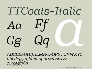 TTCoats-Italic ☞ Version 1.000; ttfautohint (v1.5);com.myfonts.easy.type-type.tt-coats.italic.wfkit2.version.4Aiu图片样张