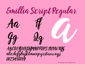 Emillia Script Regular Version 001.001 Font Sample