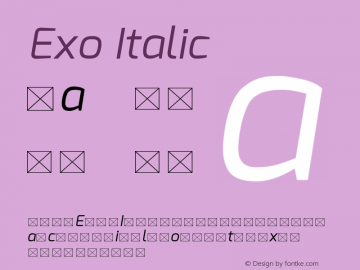 Exo Italic Version 1.00 Font Sample