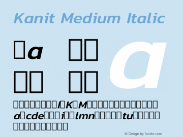 Kanit Medium Italic Version 1.001 Font Sample