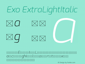 Exo ExtraLightItalic Version 1.00图片样张