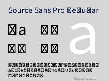 Source Sans Pro Regular Version 1.050;PS Version 1.000;hotconv 1.0.70;makeotf.lib2.5.5900 Font Sample