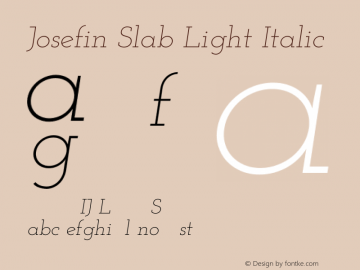 Josefin Slab Light Italic Version 1.000 Font Sample