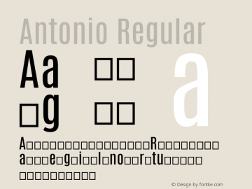 Antonio Regular Version 1 ; ttfautohint (v0.94.20-1c74) -l 8 -r 50 -G 200 -x 0 -w 