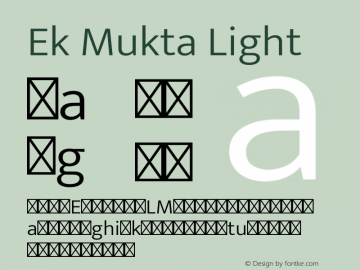 Ek Mukta Light Version 1.2 Font Sample