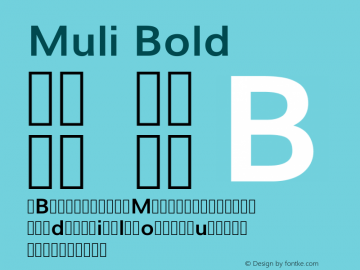Muli Bold Version 2; ttfautohint (v1.00rc1.6-4cba) -l 8 -r 50 -G 200 -x 0 -D latn -f none -w G图片样张