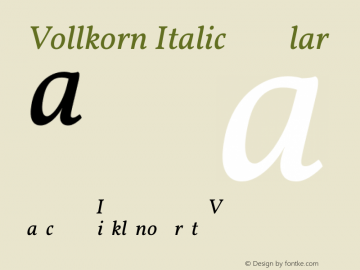 Vollkorn Italic Regular Version 2.001 Font Sample