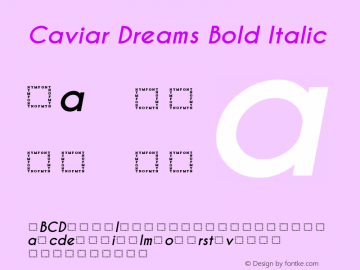 Caviar Dreams Bold Italic Version 4.00 July 10, 2012 Font Sample