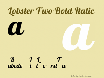 Lobster Two Bold Italic Version 1.006 Font Sample