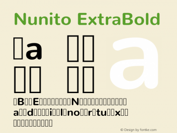 Nunito ExtraBold Version 2.0; ttfautohint (v1.00rc1.6-4cba) -l 8 -r 50 -G 200 -x 0 -D latn -f none -w G -W图片样张