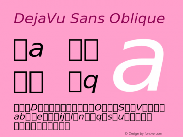 DejaVu Sans Oblique Version 2.35 Font Sample