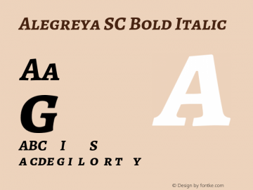 Alegreya SC Bold Italic Version 1.003 Font Sample