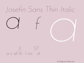 Josefin Sans Thin Italic Unknown Font Sample