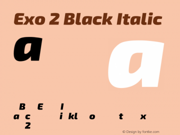 Exo 2 Black Italic Version 1.001;PS 001.001;hotconv 1.0.70;makeotf.lib2.5.58329; ttfautohint (v0.92) -l 8 -r 50 -G 200 -x 14 -w 