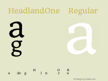 HeadlandOne Regular Version 1.002 Font Sample