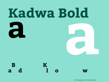 Kadwa Bold Version 1.001;PS 001.000;hotconv 1.0.70;makeotf.lib2.5.58329 DEVELOPMENT; ttfautohint (v1.00) -l 8 -r 50 -G 200 -x 14 -D latn -f none -w G Font Sample