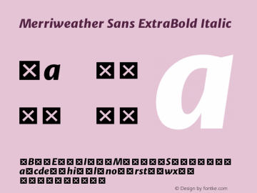 Merriweather Sans ExtraBold Italic Version 1.006; ttfautohint (v1.4.1) -l 6 -r 50 -G 0 -x 11 -H 220 -D latn -f none -w 