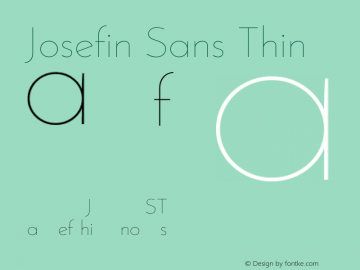 Josefin Sans Thin Unknown Font Sample