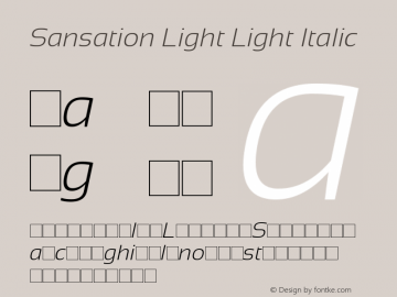 Sansation Light Light Italic Version 1.301 Font Sample