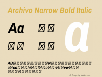 Archivo Narrow Bold Italic 1.002; ttfautohint (v0.8)图片样张