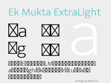 Ek Mukta ExtraLight Version 1.2 Font Sample