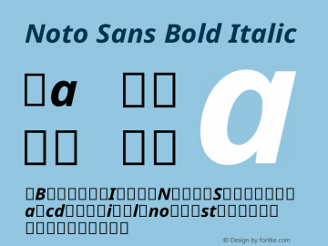 Noto Sans Bold Italic Version 1.04 Font Sample