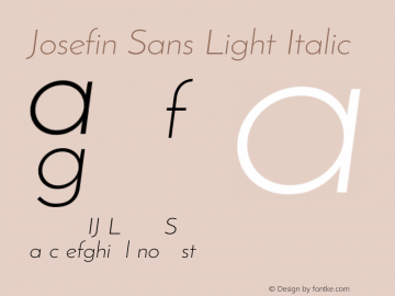 Josefin Sans Light Italic Unknown图片样张