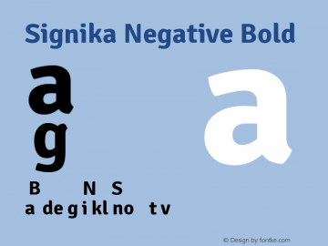 Signika Negative Bold Version 1.001 Font Sample