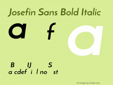 Josefin Sans Bold Italic Unknown Font Sample