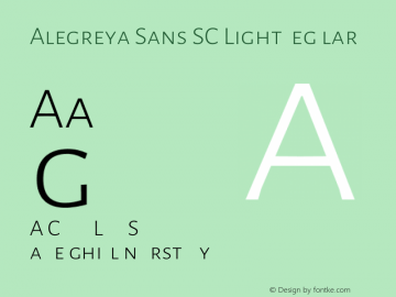 Alegreya Sans SC Light Regular Version 1.000;PS 001.000;hotconv 1.0.70;makeotf.lib2.5.58329 DEVELOPMENT; ttfautohint (v0.97) -l 8 -r 50 -G 200 -x 17 -f dflt -w G -W图片样张