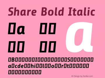 Share Bold Italic Version 1.001 Font Sample