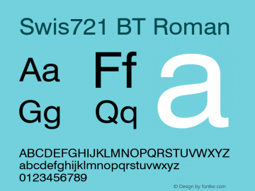 Swis721 BT Roman Version 1.01 emb4-OT图片样张