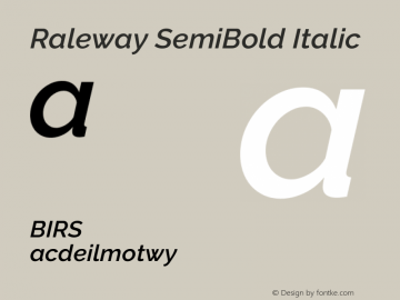 Raleway SemiBold Italic Version 3.000g; ttfautohint (v1.5) -l 8 -r 28 -G 28 -x 14 -D latn -f cyrl -w G -c -X 