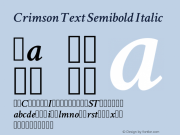 Crimson Text Semibold Italic Version 0.12 Font Sample