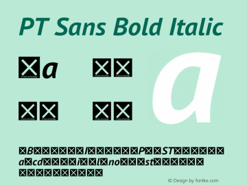 PT Sans Bold Italic Version 2.003W OFL Font Sample