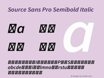 Source Sans Pro Semibold Italic Version 1.050;PS Version 1.000;hotconv 1.0.70;makeotf.lib2.5.5900图片样张