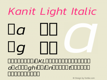 Kanit Light Italic Version 1.001 Font Sample