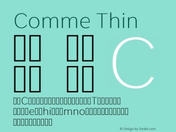 Comme Thin Version 2; ttfautohint (v1.00rc1.2-2d82) -l 6 -r 72 -G 200 -x 0 -D latn -f none -w G图片样张