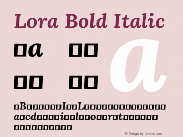 Lora Bold Italic Version 1.014 Font Sample