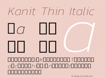 Kanit Thin Italic Version 1.001 Font Sample