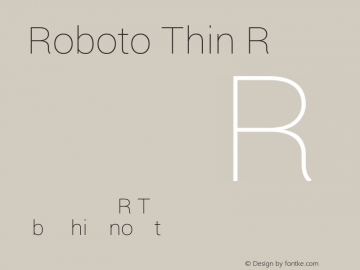 Roboto Thin Regular Version 1.100141; 2013; ttfautohint (v0.94.14-c901) -l 8 -r 50 -G 200 -x 14 -w 